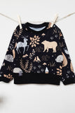 Juodas džemperis berniukui Stilingas vaikiškas džemperis su gyvūnėliais