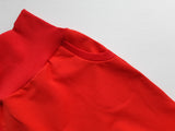 Raudonks kelnės berniukui mergaitei su kišenėmis vienspalvės