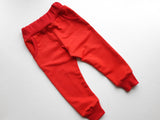 Raudonos trikotažo kelnės berniukui mergaitei kūdikiui Kalėdinės su kišenėm