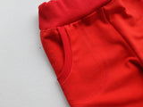 Raudonos vaikiškos kelnės su kišenėmis